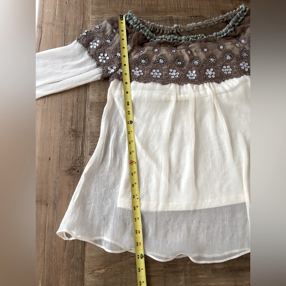Alter’d State Embellished Beaded Blouse. Women’s Sz S Long Sleeve | Neutral - Picture 5 of 11